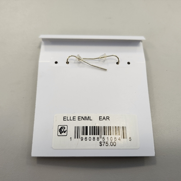 NWT Kendra Scott Enamel Ivory Mix 14k Gold-Plated Color-Framed Drop Earrings - Picture 2 of 2